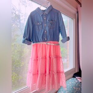 Adorable pink and jean dress
